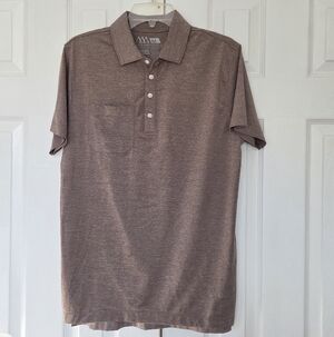 MEN'S HAUS MATTE GREY BROWN SHORT SLEEVE GOLF CASUAL POLO MEDIUM